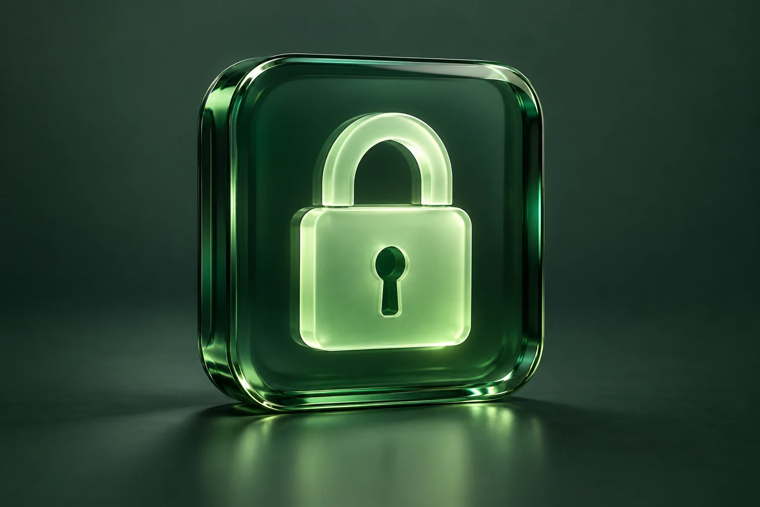 A lime padlock enclosed in emerald glass